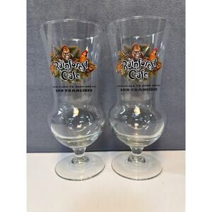 Rain Forest Cafe San Francisco Collectible Hurricane Cocktail Glasses Set Of 2
